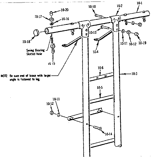 Sears 70172757-83 t-frame assembly no. 202 diagram