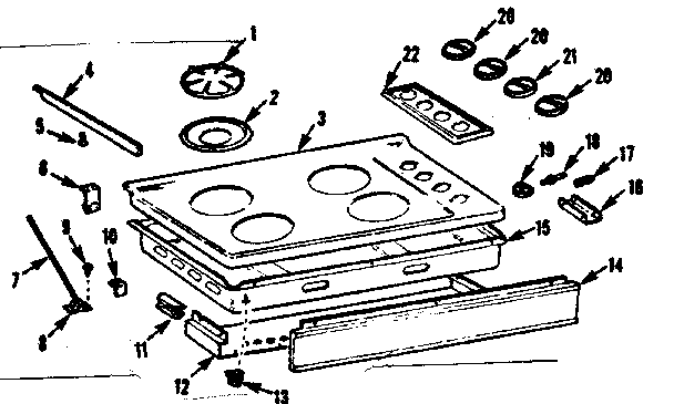 Kenmore 1037846645 main top section diagram