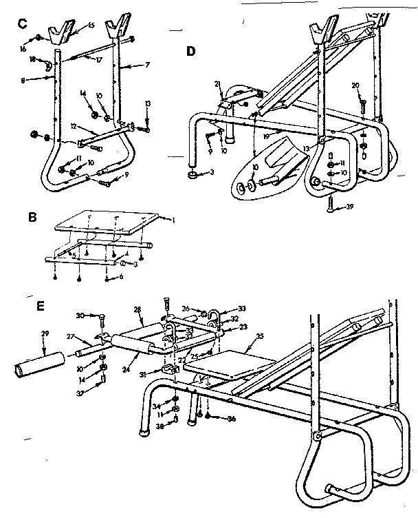 Turco 153372-INCLINE WEIGHT BENCH unit parts diagram