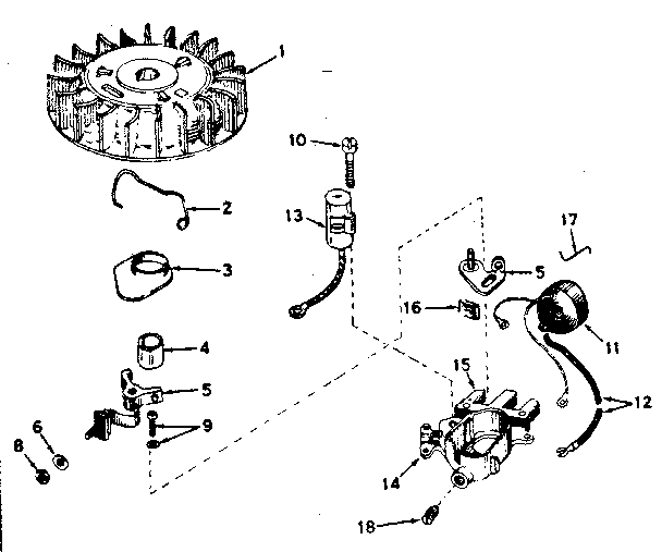Eska 14140B magneto assembly no. 610832a diagram