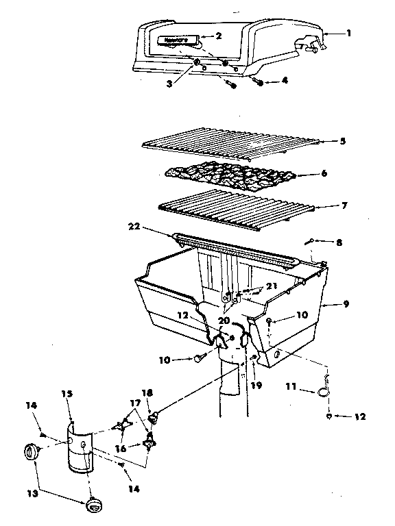Kenmore 2582318271 grill and burner section diagram
