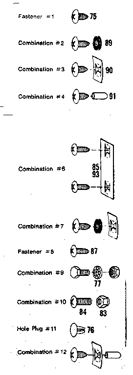 Sears 69660857 fastener combinations diagram