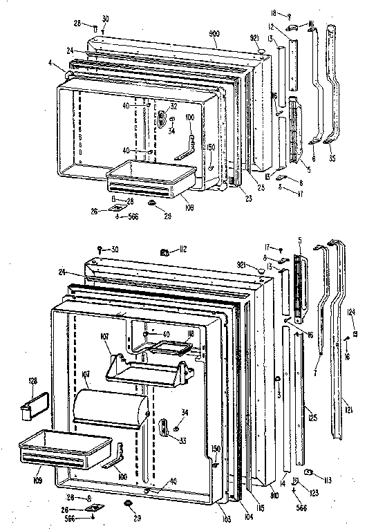 GE TBX19ZKB doors diagram