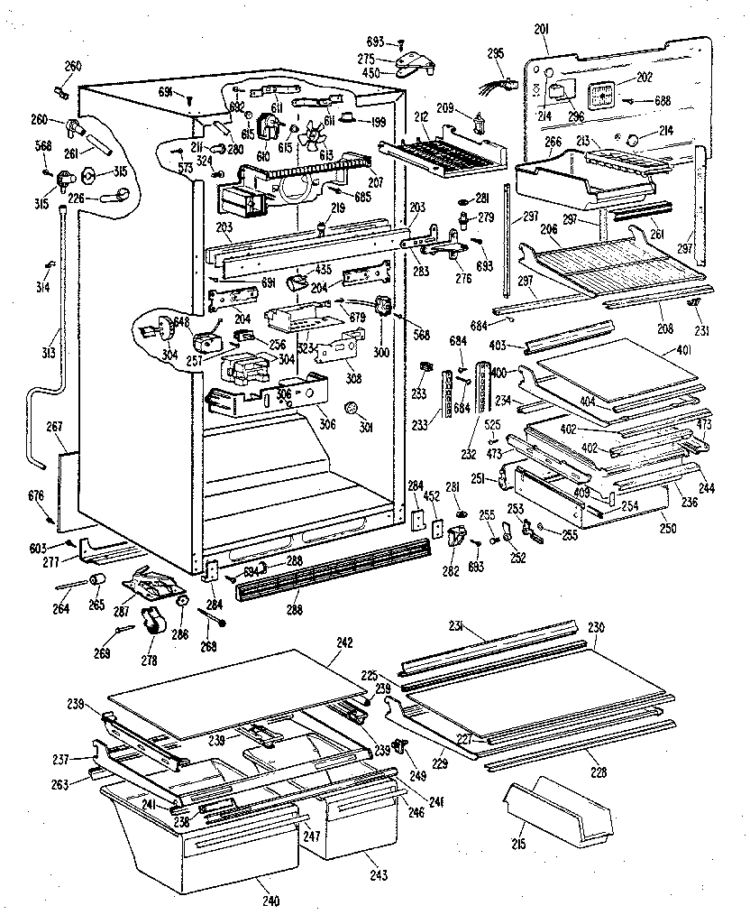 GE TBX19ZKB cabinet diagram