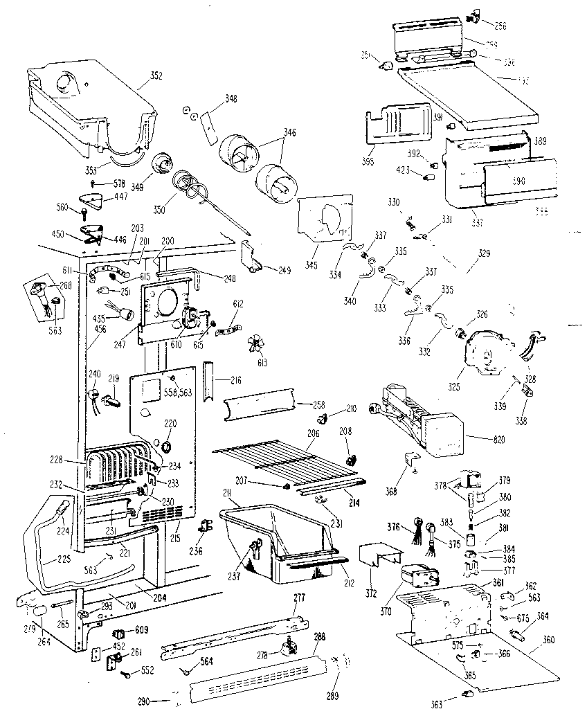 GE TFX22RKB freezer section diagram