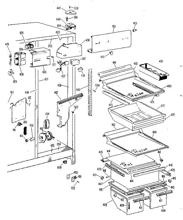 GE TFX22RKB fresh food section diagram