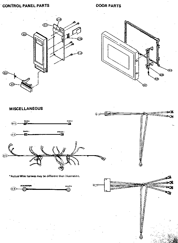 Sharp R-4A60 control panel and door parts diagram