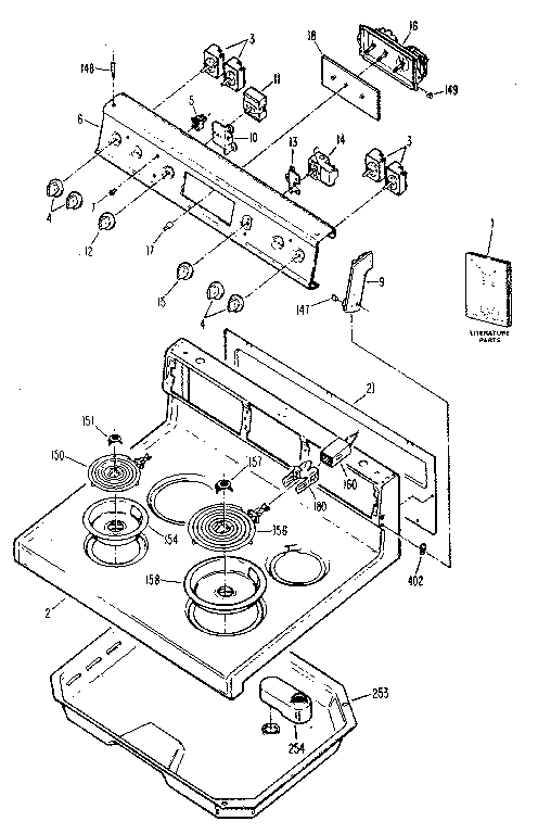 Kenmore 3639308810 backsplasher & cooktop diagram
