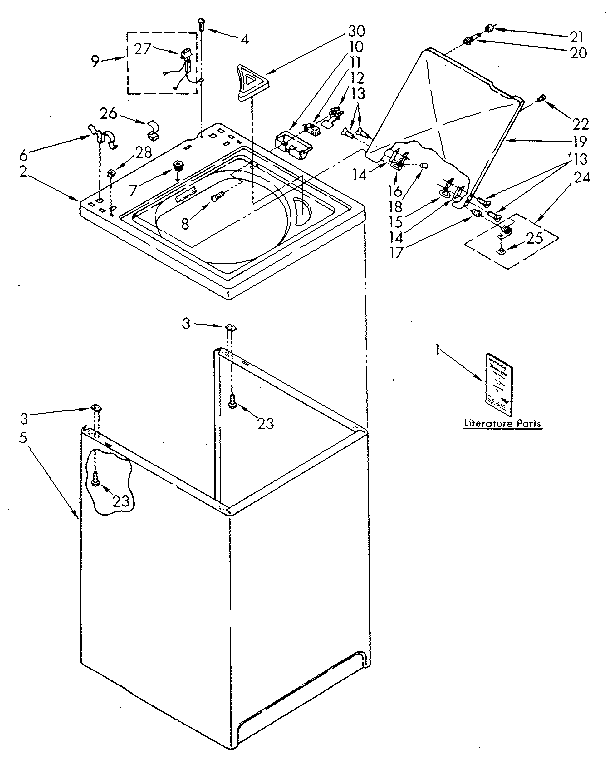 Kenmore 11082983300 top and cabinet diagram