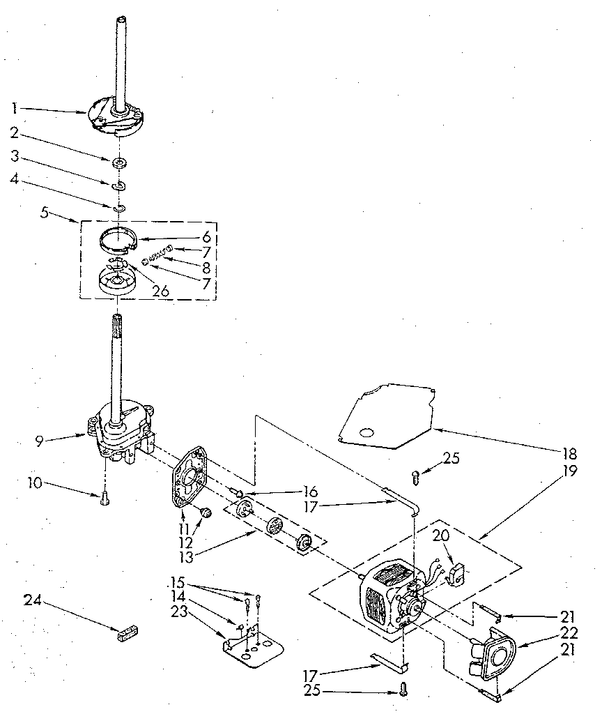 Kenmore 11082983300 gearcase and motor diagram