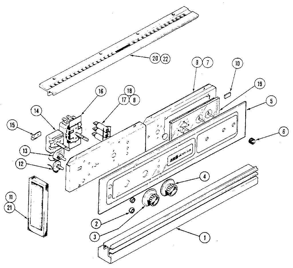 Kenmore 21334 control panel - lower oven diagram