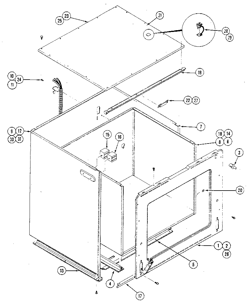 Kenmore 21334 body/liner/trim - lower oven diagram