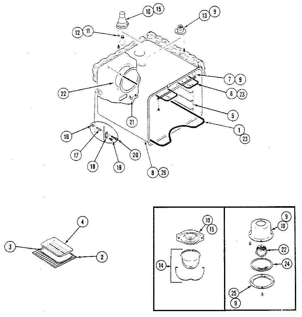 Kenmore 21334 body/liner/trim - lower oven diagram