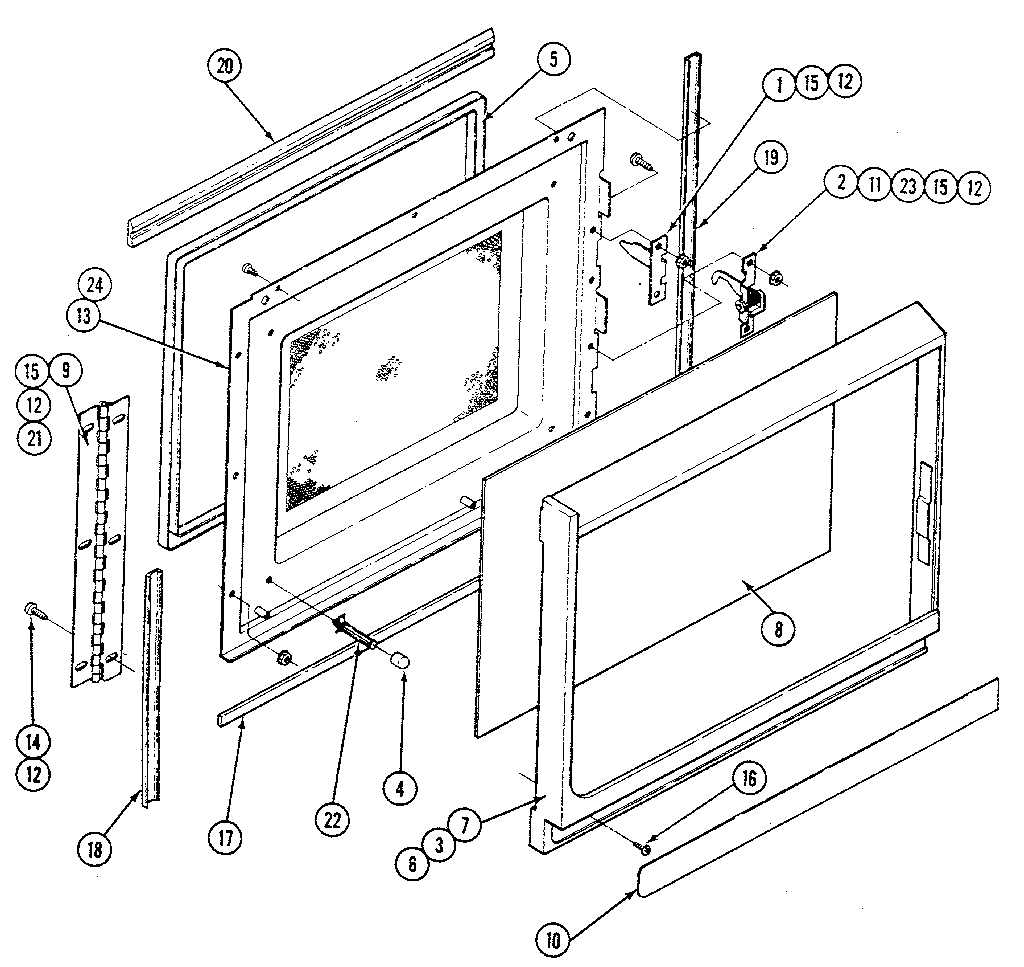 Kenmore 21334 door - upper oven diagram