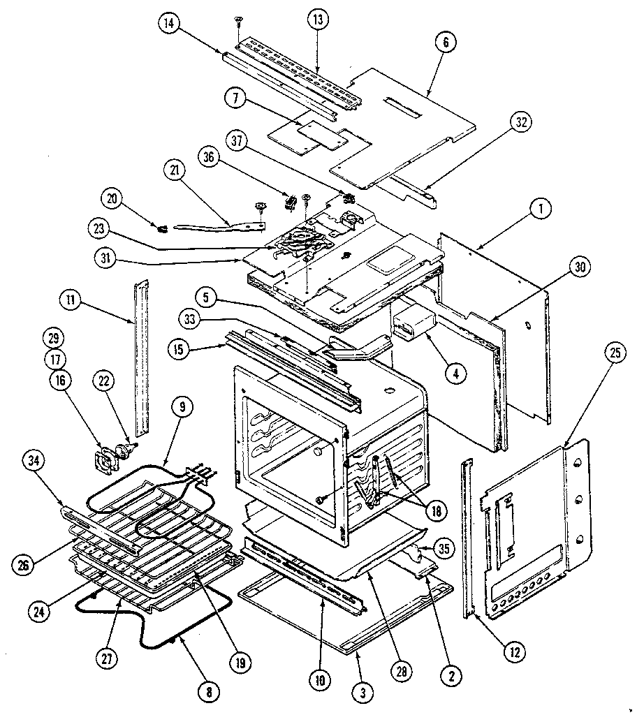 Kenmore 21135(1988) basic body diagram
