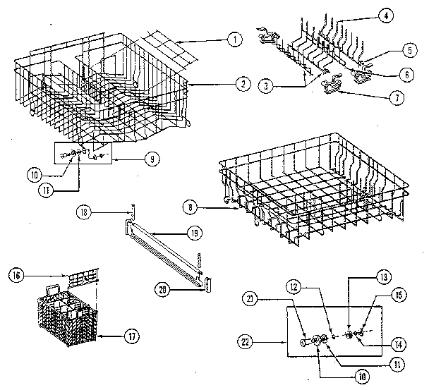 Jenn-Air DU476 tub liner - racks diagram