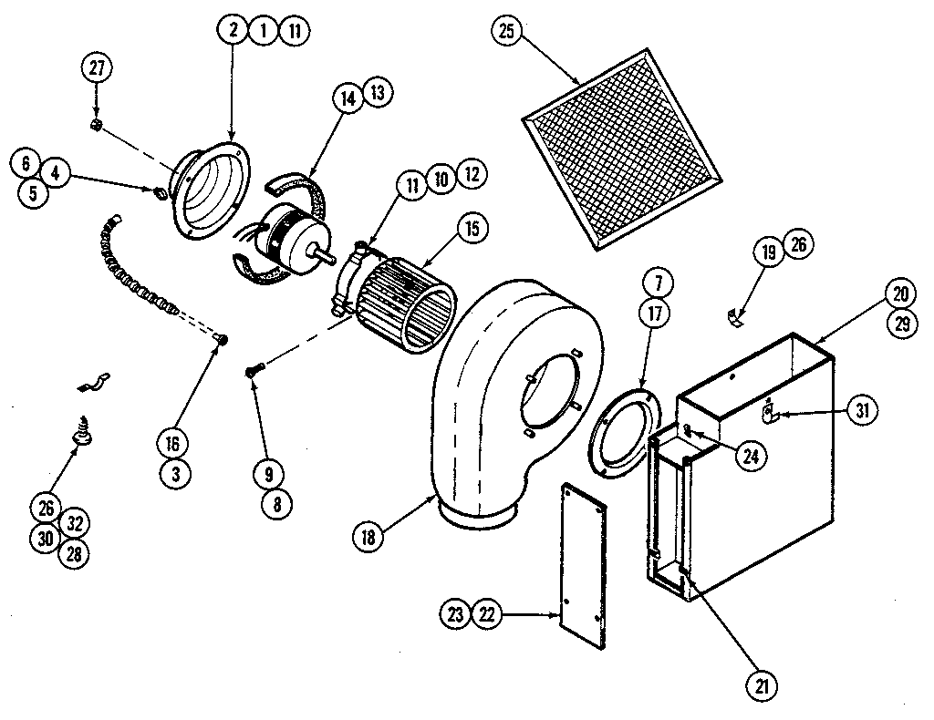 Kenmore 22307(1988) blower plenum diagram