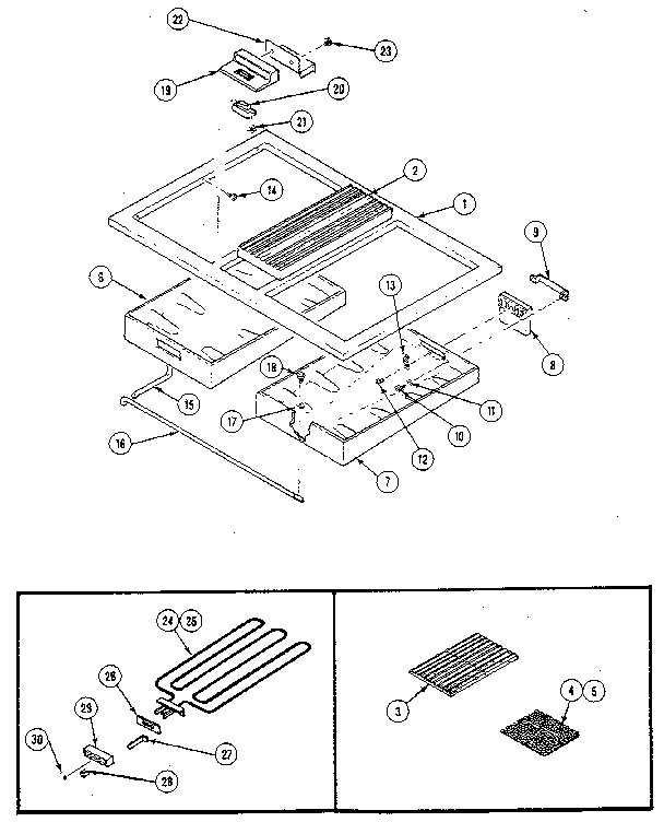 Kenmore 20213(1988) top/grill pan assembly diagram