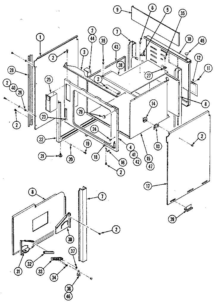 Kenmore 20215(1988) basic body diagram