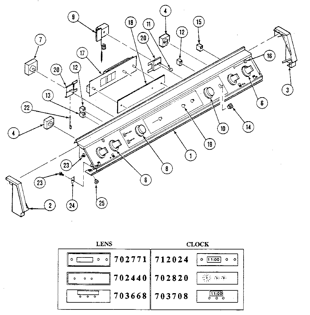 Kenmore 20234(1988) control panel assembly diagram
