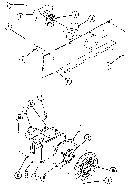 Kenmore 20234(1988) fan - cooling fan and convection wheel asm. diagram