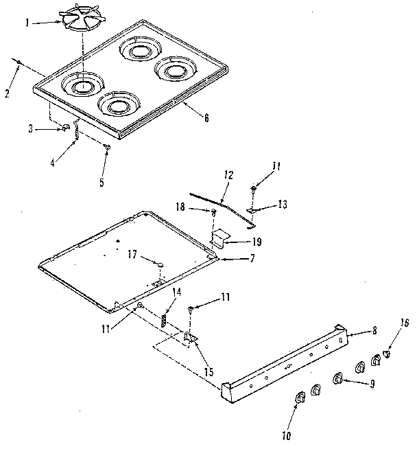 Kenmore 9117128811 main top section diagram