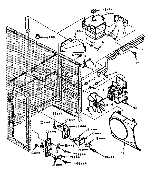 Kenmore 5648888510 switches and microwave parts diagram