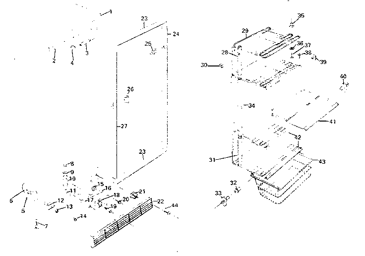 Kenmore 757723920 freezer cabinet diagram