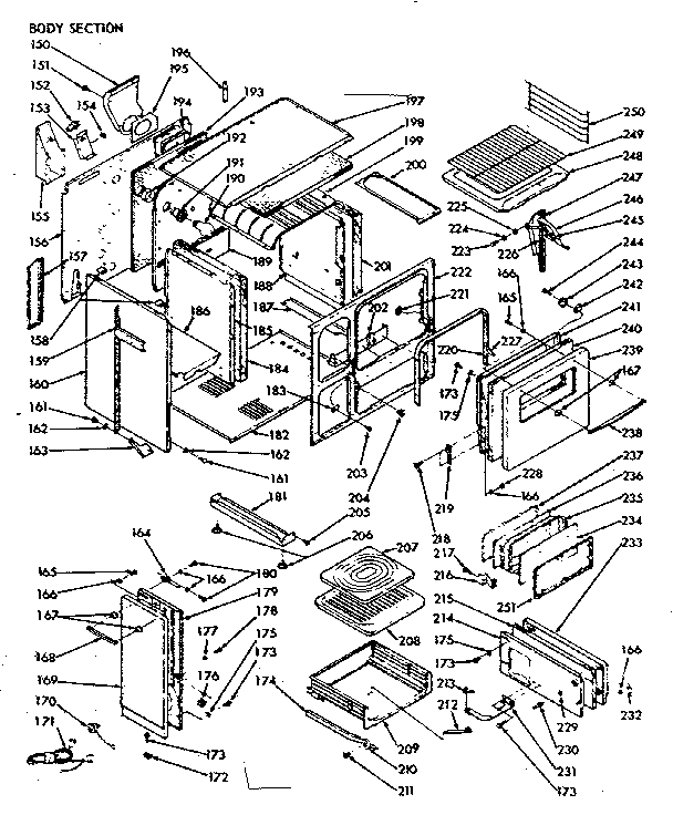 Kenmore 1037686761 body section diagram