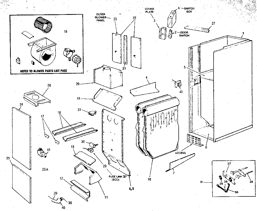 Rheem GMC blower and heat exchange diagram