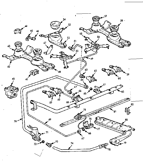 Kenmore 1037424600 burner section diagram