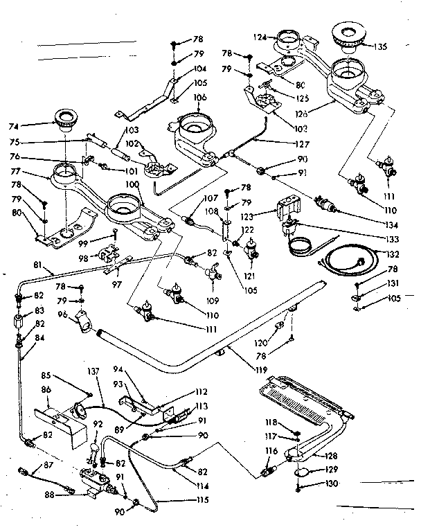 Kenmore 1037426760 burner section diagram