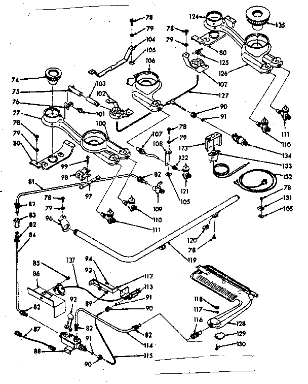 Kenmore 1037426741 burner section diagram