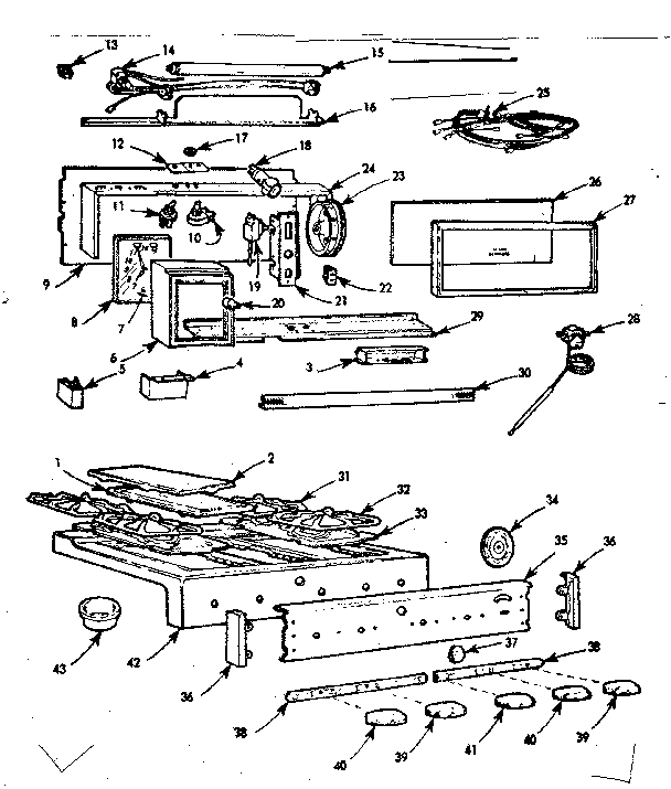 Kenmore 1037444414 backguard and maintop diagram