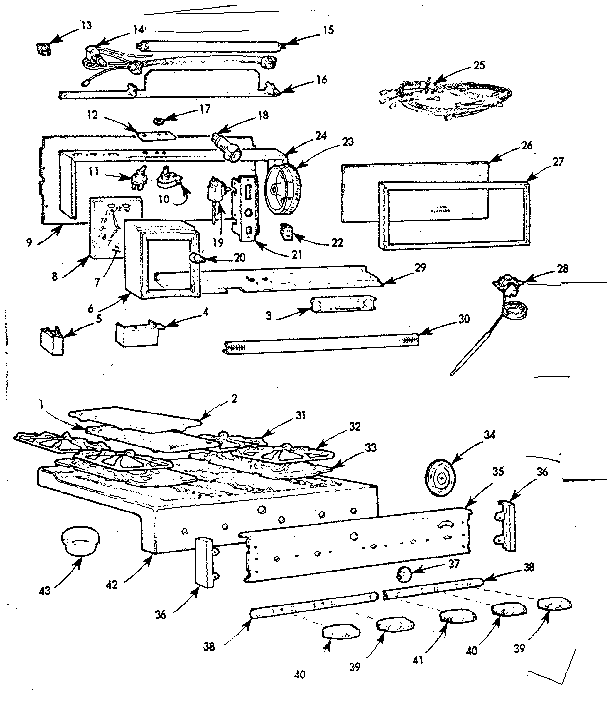 Kenmore 1037444400 backguard and maintop diagram