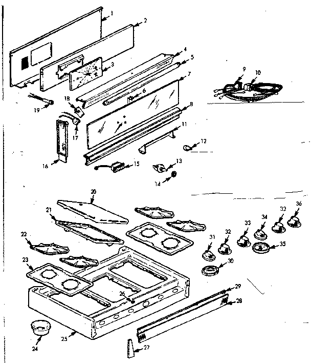 Kenmore 1037445404 main top section diagram