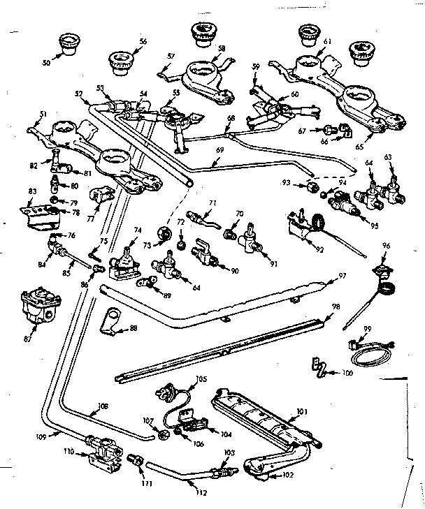 Kenmore 1037445814 burner section diagram