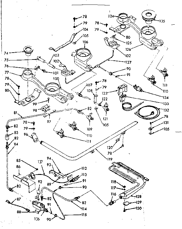 Kenmore 1037446740 burner section diagram
