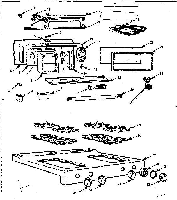 Kenmore 1037464000 backguard and maintop diagram