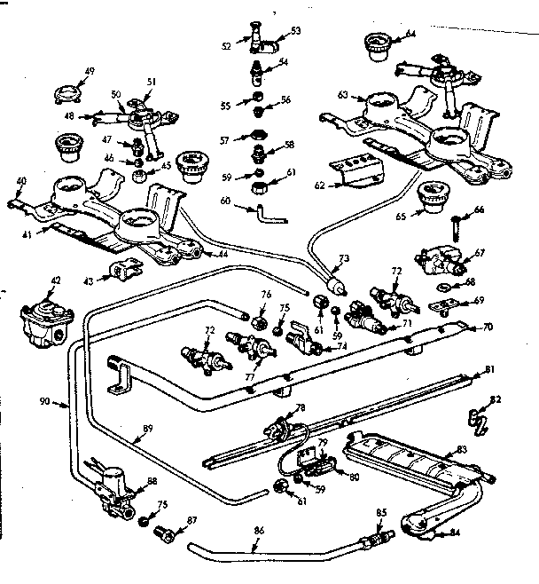 Kenmore 1037464000 burner section diagram