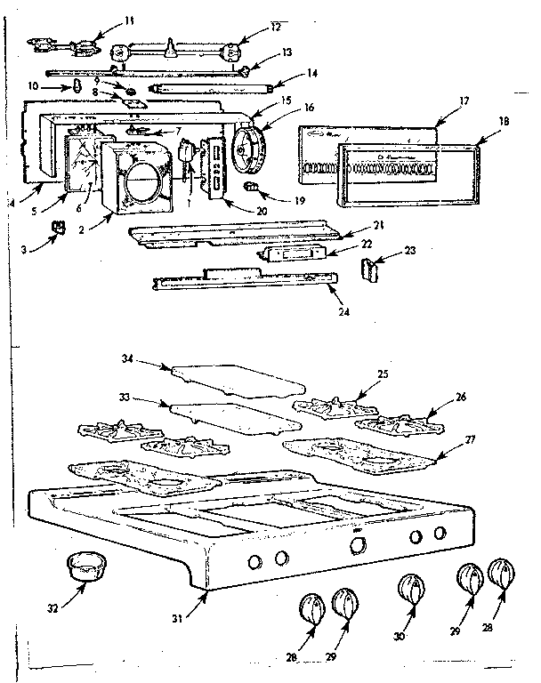 Kenmore 103746638 backguard and maintop diagram