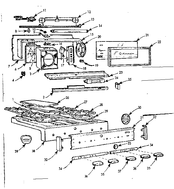 Kenmore 1037486344 backguard and maintop diagram