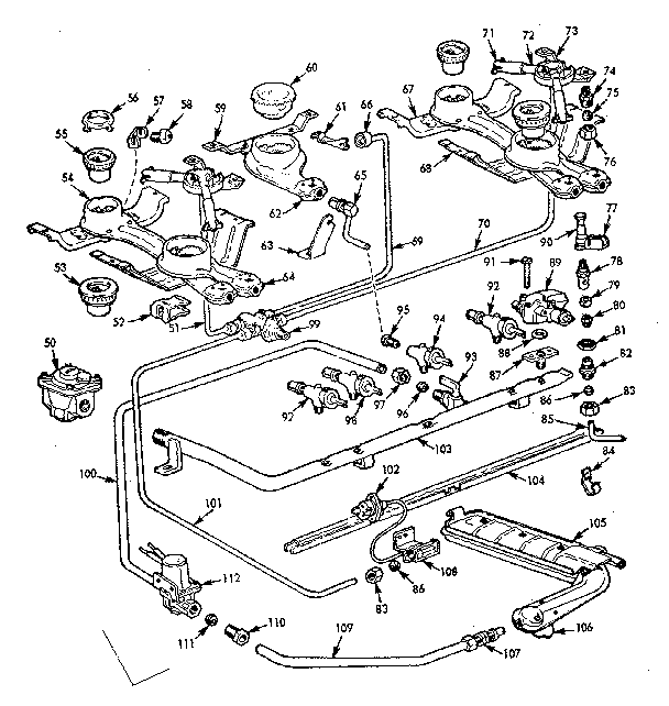 Kenmore 1037486344 burner section diagram