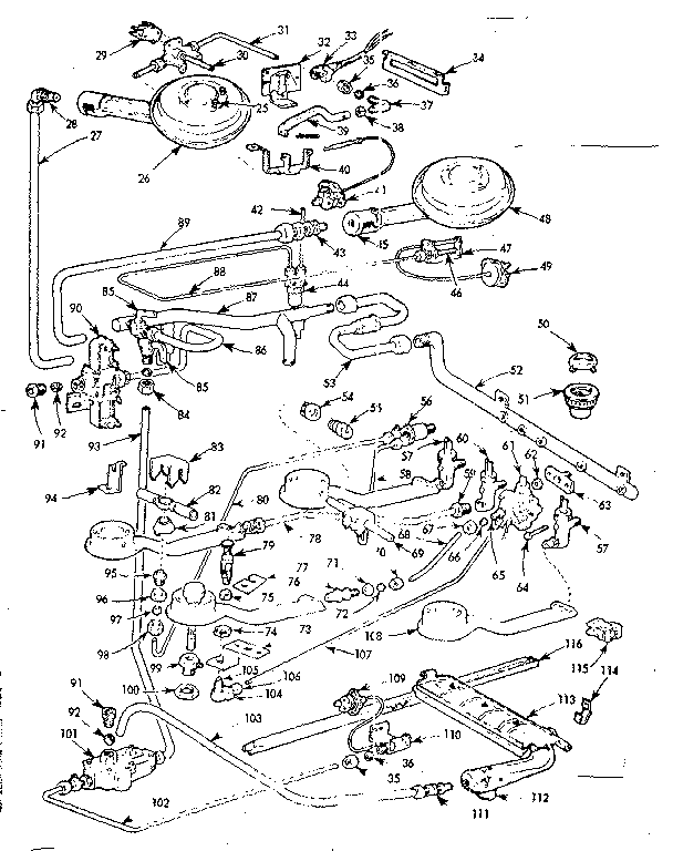Kenmore 1037884800 burner section diagram