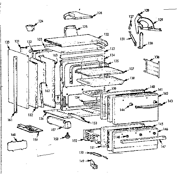 Kenmore 1037884604 lower oven body section diagram