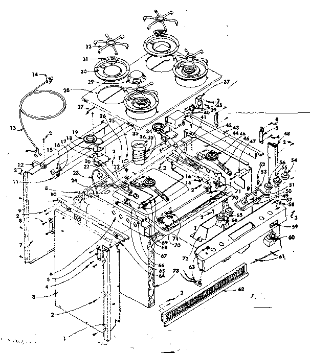 Kenmore 1553567201 top section and outer body diagram