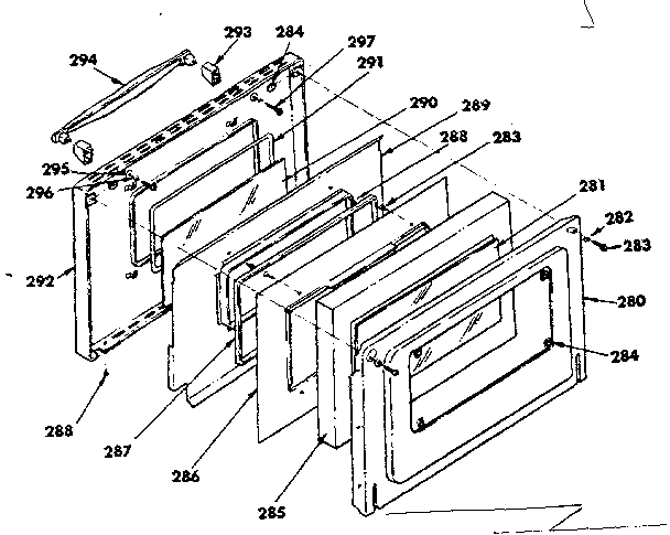 Kenmore 1553567393 oven door parts diagram