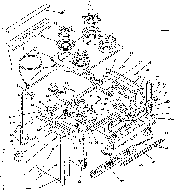 Kenmore 1553567700 top section and outer body diagram