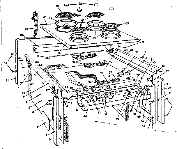 Kenmore 1554507011 top section and outer body diagram