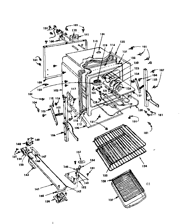 Kenmore 1554557590 oven parts diagram